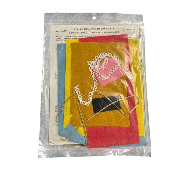 3 Felt Christmas Ornaments Kit Ages 8 & Up crafts cross stitch crafting holiday - Picture 2 of 2